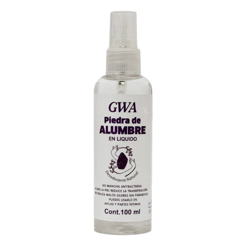 DESODORANTE DE PIEDRA DE ALUMBRE EN LIQUIDO NATURAL ANTIBACTERIAL ACLARANTE GWA 100ML