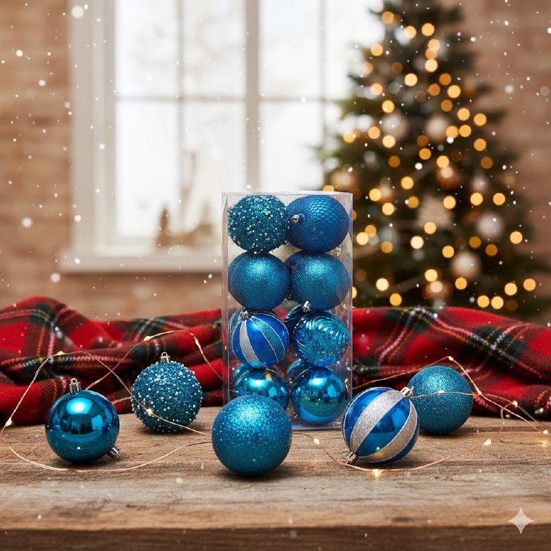 DECORACION ADORNO NAVIDEÑO PAQUETE DE 16 BOLAS DECORATIVAS 8CM 49x49x65, IDEALES PARA DARLE UN TOQUE UNICO A TU ARBOL DE NAVIDAD