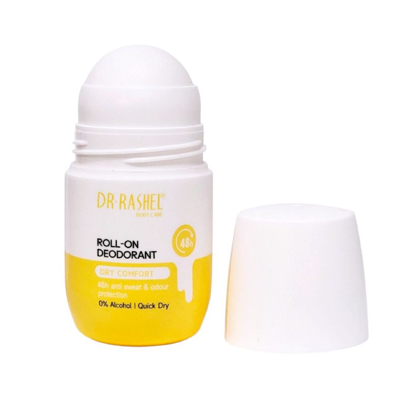 DESODORANTE ROLL ON, PROTECCION DURACION CONTRA LA HUMEDAD Y EL OLOR CORPORAL, SECADO RAPIDO Y SUAVE, SIN MANCHAS, 48H DURACION DR RASHEL 50ML