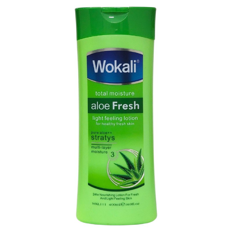 CREMA CORPORAL HIDRATANTE 24 HORAS CON ALOE VERA PURA WOKALI 400ML