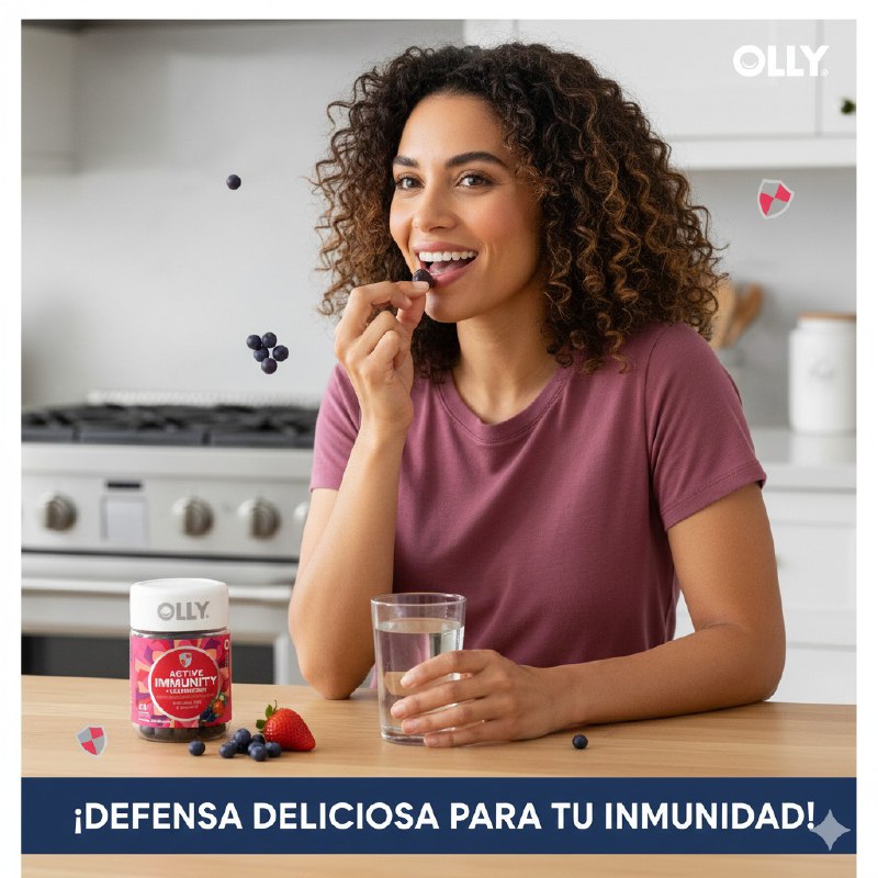 VITAMINAS EN GOMITAS DE INMUNIDAD ACTIVA PARA EL SISTEMA INMUNOLOGICO SABOR A BAYAS OLLY ACTIVE 40UND