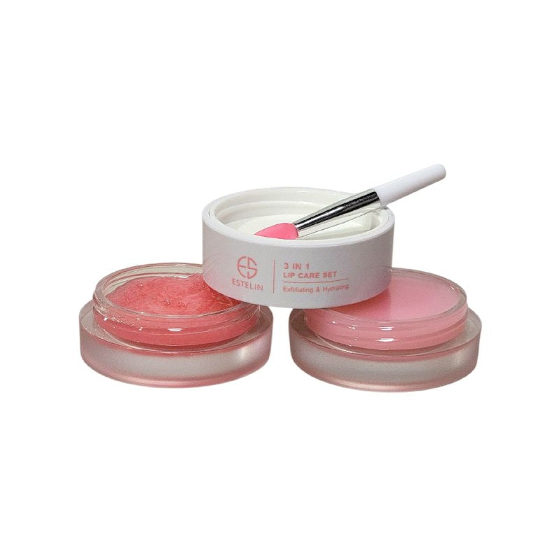 MASCARILLA HIDRATANTE PARA LABIOS EN SET 3 EN 1 BALSAMO HIDRATANTE MELOCOTON, AZUCAR Y VASELINA ESTELIN 5G