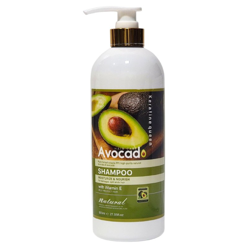 SHAMPOO PARA EL CABELLO DE AGUACATE HIDRATANTE Y NUTRITIVO, ESPECIAL PARA CABELLO DAÑADO Y CON PUNTAS ABIERTAS, CON VITAMINA E, COLAGENO Y VITAMINA C, REPARA DESDE LA RAIZ HASTA LAS PUNTAS DEJANDO SUAVE Y BRILLANTE KERATINE QUEEN 800ML