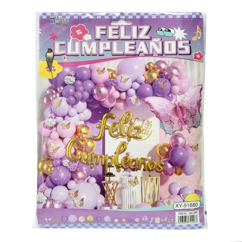 DECORACION PARA CUMPLEAÑOS EN SET COMPLETO, 1 CORTINA, 106 BLOBOS