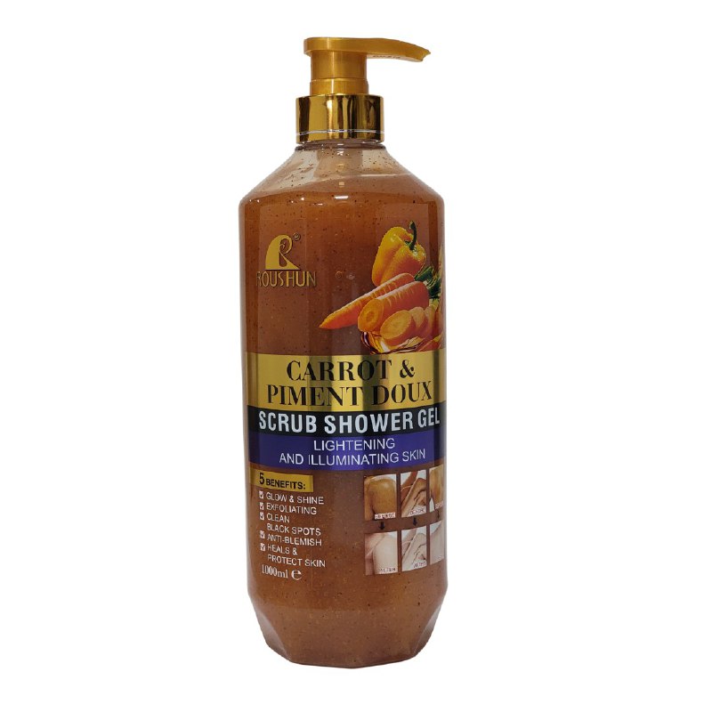 GEL DE DUCHA EXFOLIANTE DE ZANAHORIA Y PIMIENTO DULCE ROUSHUN 1000ML