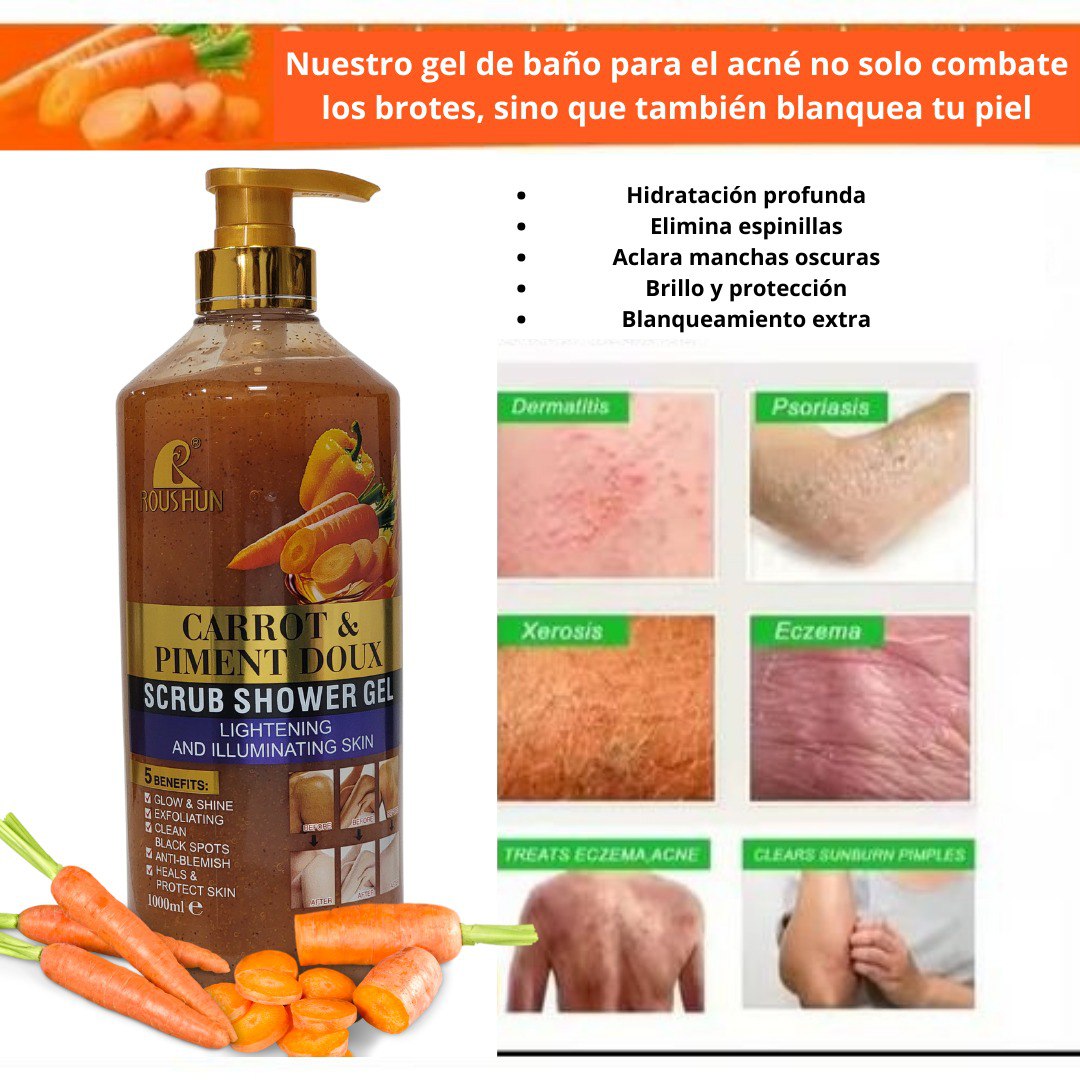 GEL DE DUCHA EXFOLIANTE DE ZANAHORIA Y PIMIENTO DULCE ROUSHUN 1000ML