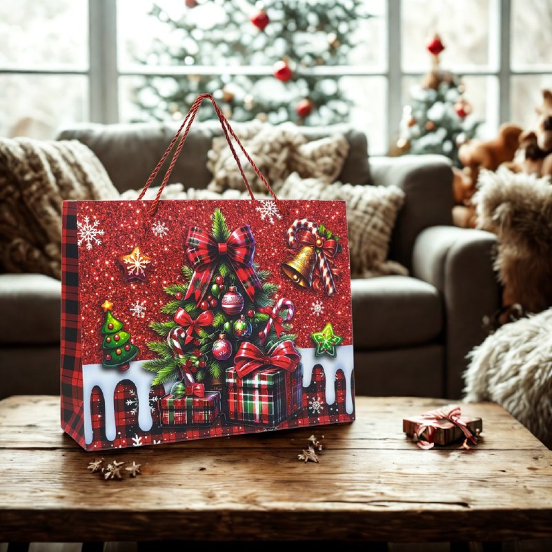 BOLSA DE REGALO NAVIDEÑA MEDIANA HORIZONTAL 32X25.5X11CM