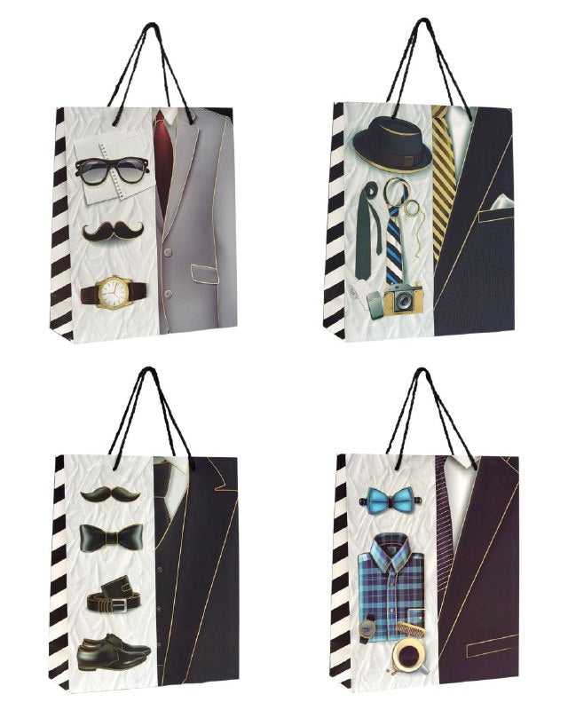 BOLSA DE REGALO PARA HOMBRE GRANDE MEDIANA 26X32X10CM