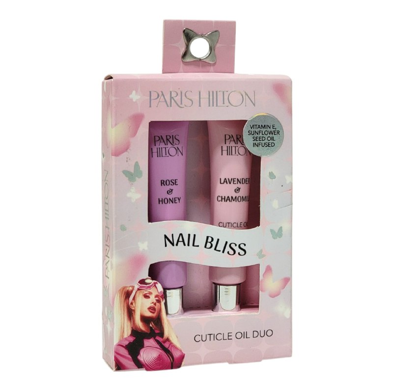 ACEITES PARA CUTICULAS DE UÑAS EN DUO CON VITAMINA E Y ACEITE DE SEMILLA DE GIRASOL PARIS HILTON 15MLX2