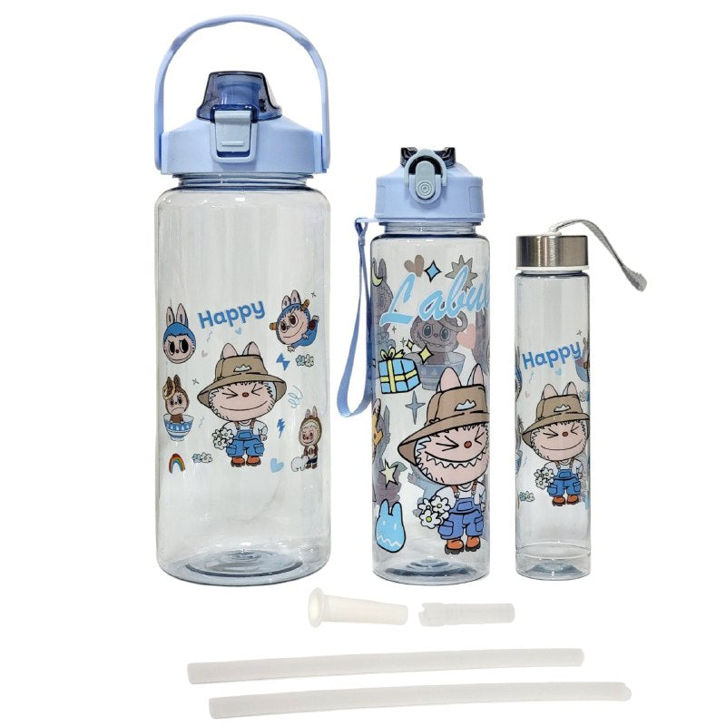 BOTES DE AGUA EN SET DE 3 PIEZAS DE LABUBU, 4 COLORES