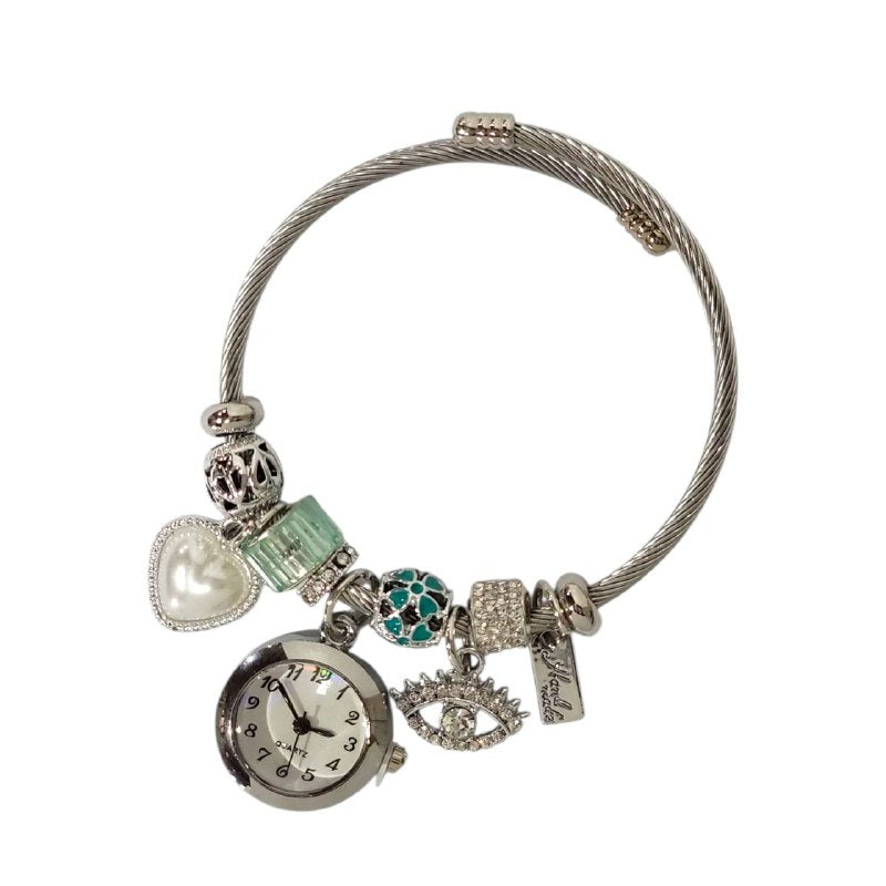 RELOJ ECONOMICO ESTILO PANDORA PARA DAMA DE ACERO CON BAÑO DE ENCHAPE