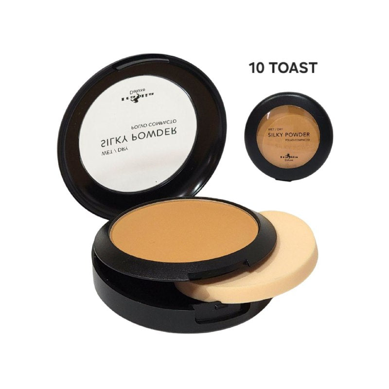 POLVO COMPACTO LIGERO, COBERTURA LIGERA TONO 10 TOAST ITALIA DELUXE WET/DRY SILKY POWDER 8G