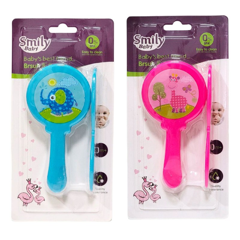 CEPILLO PEINE PARA BEBES, FACILITA EL CUIDADO DEL CABELLO, CERDAS SUAVES DE NAILON SMILY BABY 2 COLORES