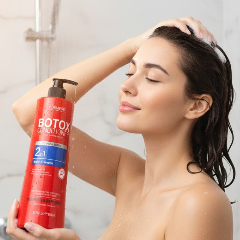 ACONDICIONADOR 2 EN 1 DE BOTOX Y QUERATINA REPARA Y DA SUAVIDAD KORMESIC 800ML