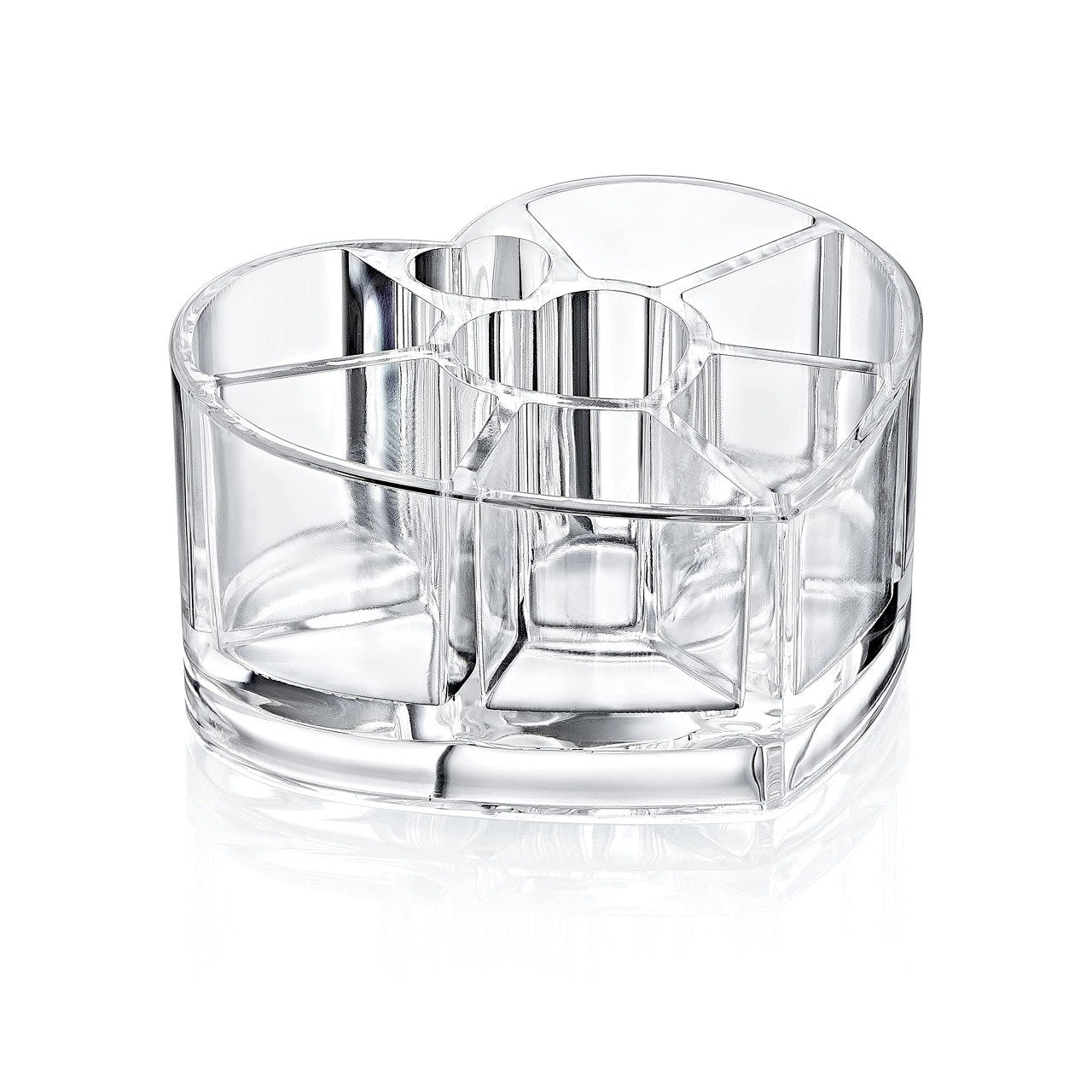 ORGANIZADOR DE MAQUILLAJE ACRÍLICO EN FORMA DE CORAZÓN 11.5X11.5CM