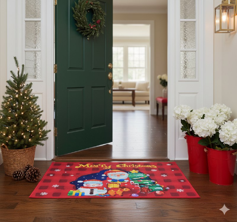 ALFOMBRAS DECORATIVAS NAVIDEÑAS PARA PISO ELEGANTES Y FESTIVAS 50X80CM, CREAN UNA ATMOSFERA MAGICA EN TU ENTRADA, COCINA O PASILLO BENELI HOME 6 ESTILOS