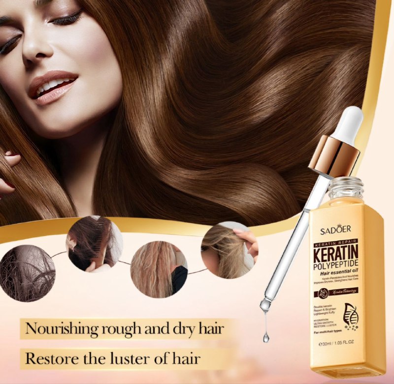 ACEITE PARA EL CABELLO CON POLIPEPTIDOS DE QUERATINA SADOER 30ML