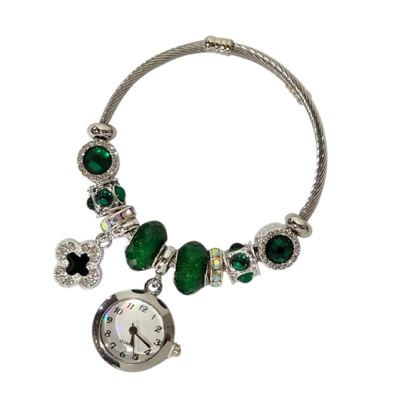 RELOJ ECONOMICO ESTILO PANDORA PARA DAMA DE ACERO CON BAÑO DE ENCHAPE