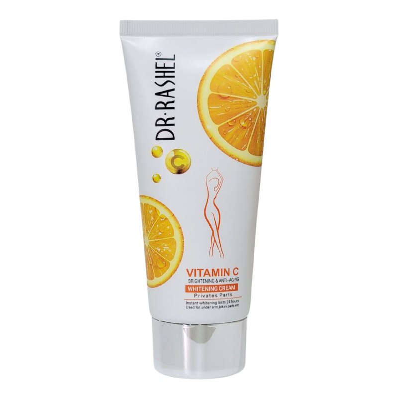 CREMA CORPORAL, CREMA DE CUERPO BLANQUEADORA ILUMINADORA Y ANTIENVEJECIMIENTO, DE VITAMINA C Y NIACINAMIDA PARA PARTES INTIMAS DR RASHEL 80G