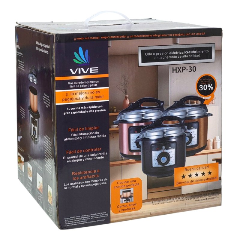 MAQUINA OLLA DE PRESION ELECTRICA DURADERA GRAN CAPACIDAD Y RAPIDA COCCION VIVE 5L