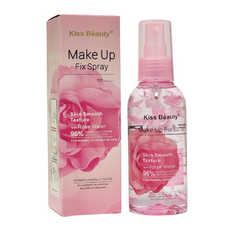 FIJADOR DE MAQUILLAJE DE TEXTURA SUAVE CON AGUA DE ROSAS HIDRATANTE KISS BEAUT 160ML