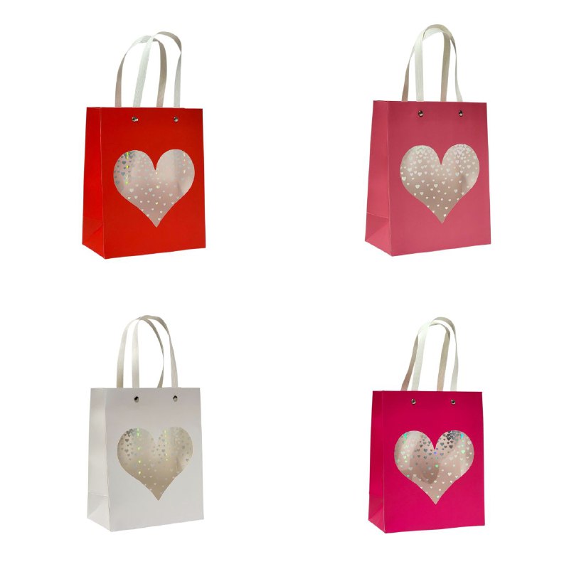 BOLSA DE REGALO DE CORAZON TRANSPARENTE PEQUEÑA 18X10X23CM