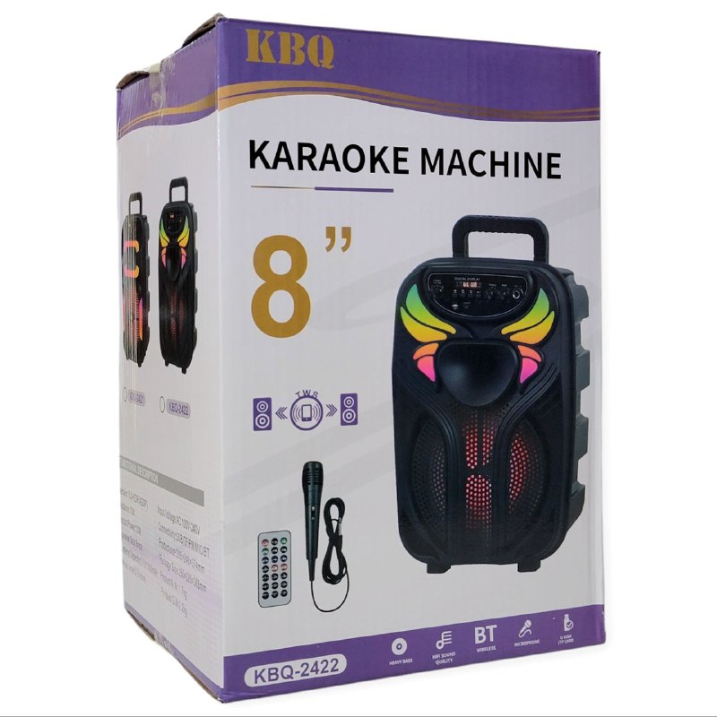 PARLANTE ALTAVOZ DE KARAOKE BOCINA INALAMBRICA RECARGABLE DE 8 PULGADAS BLUETOOTH KBQ-2422