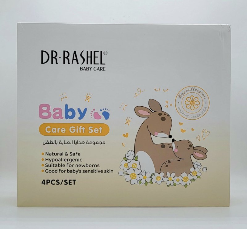 SET DE REGALO PARA EL CUIDADO DEL BEBE NATURAL 4UND,SHAMPOO 300ML.ACEITE 100ML,LOCION 160ML,CREMA DR RASHEL BABY CARE 50G