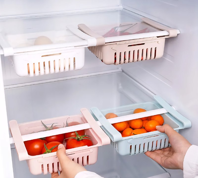 ORGANIZADOR RECIPIENTE EXTENSIBLE DE ALIMENTOS PARA REFRIGERADOR, 7 COLORES