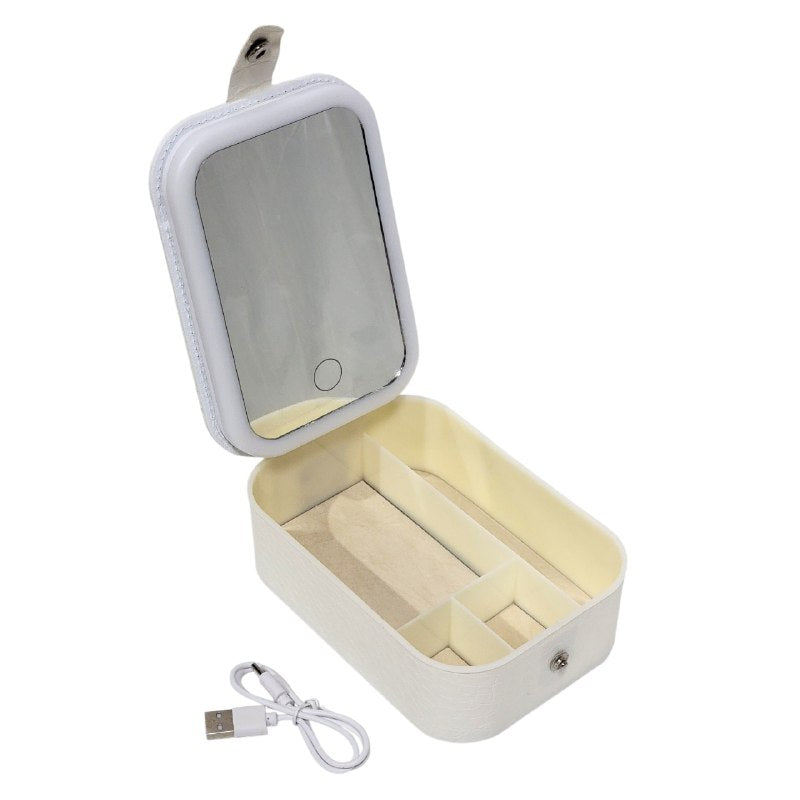 ESPEJO PARA MAQUILLAJE CON LUZ LED, DE 3 COLORES 90 GRADOS CON MALETA PARA GUARDAR COSAS TABLELAPM 12X17X21