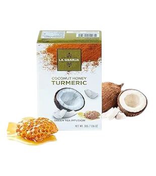 TE VERDE EN INFUSION DE COCO MIEL Y CURCUMA SIN CAFEINA PARA LA ENERGIA Y ALIVIA ESTRES Y ANSIEDAD LA GRANJA 20UND