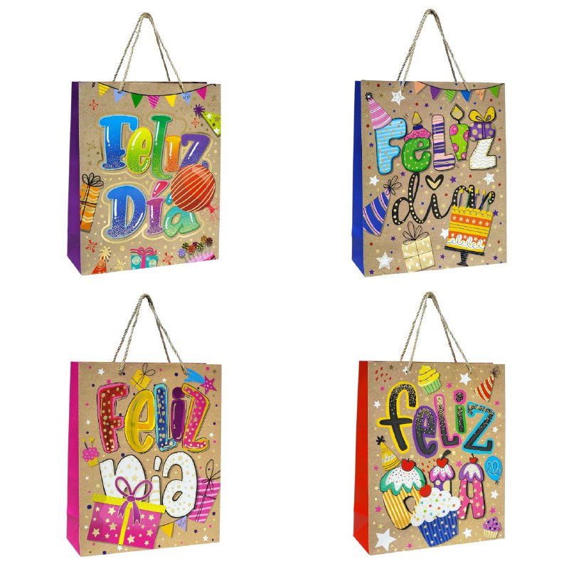 BOLSA DE REGALO DE FELIZ DIA MEDIANA 26X32X10CM