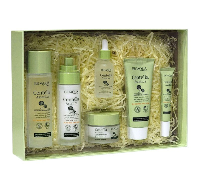 SET DE CUIDADO FACIAL DE CENTELLA ASIATICA DE 6 PIEZAS, EFECTO REPARADOR, CALMANTE, NUTRITIVO Y HIDRATANTE BIOAQUA