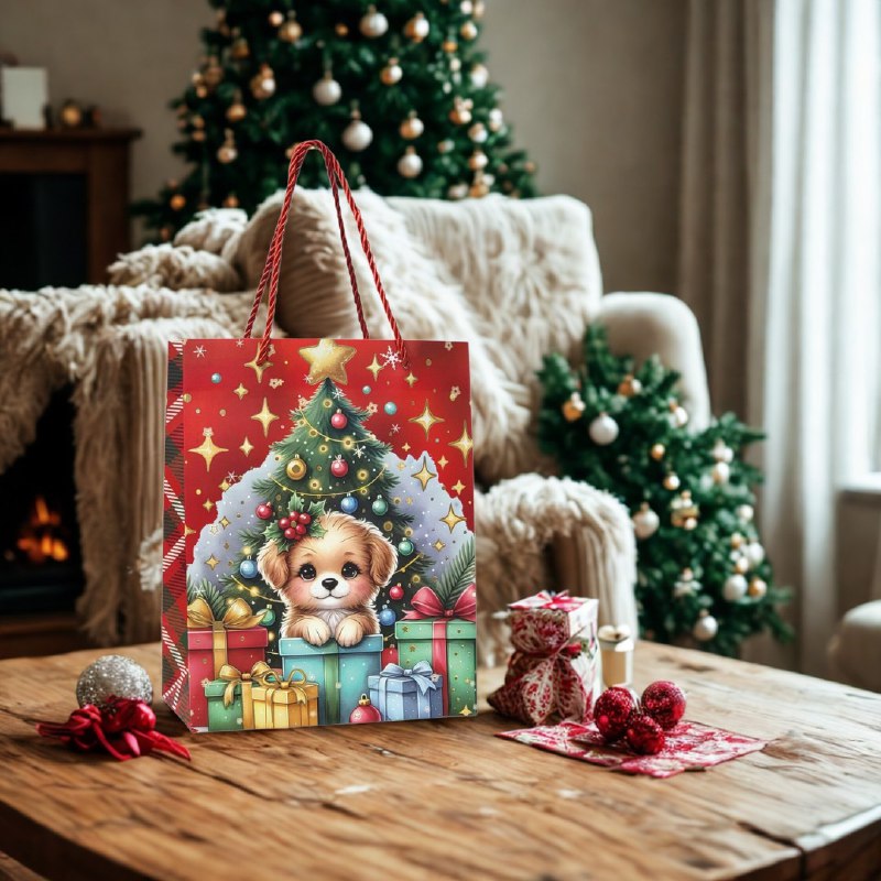 BOLSA DE REGALO NAVIDEÑA PAQUEÑA 18X23X10CM