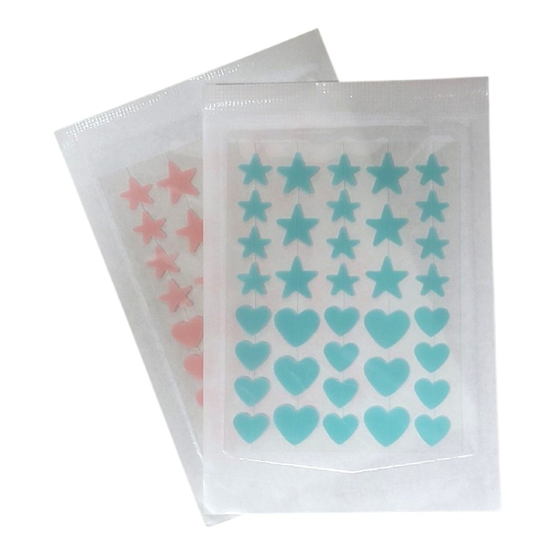 PARCHES HIDROCOLOIDES PARA ACNE CON FORMA DE CORAZON Y ESTRELLA 72UND SADOER