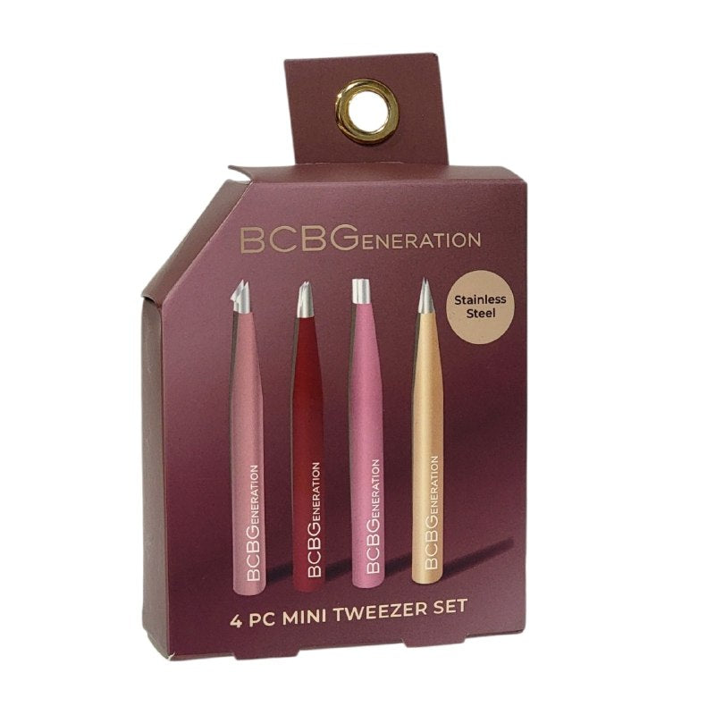 PINZAS DEPILADORAS PARA CEJAS Y PESTAÑAS EN SET DE 4 PIEZAS DE ACERO INOXIDABLE BCBGENERATION