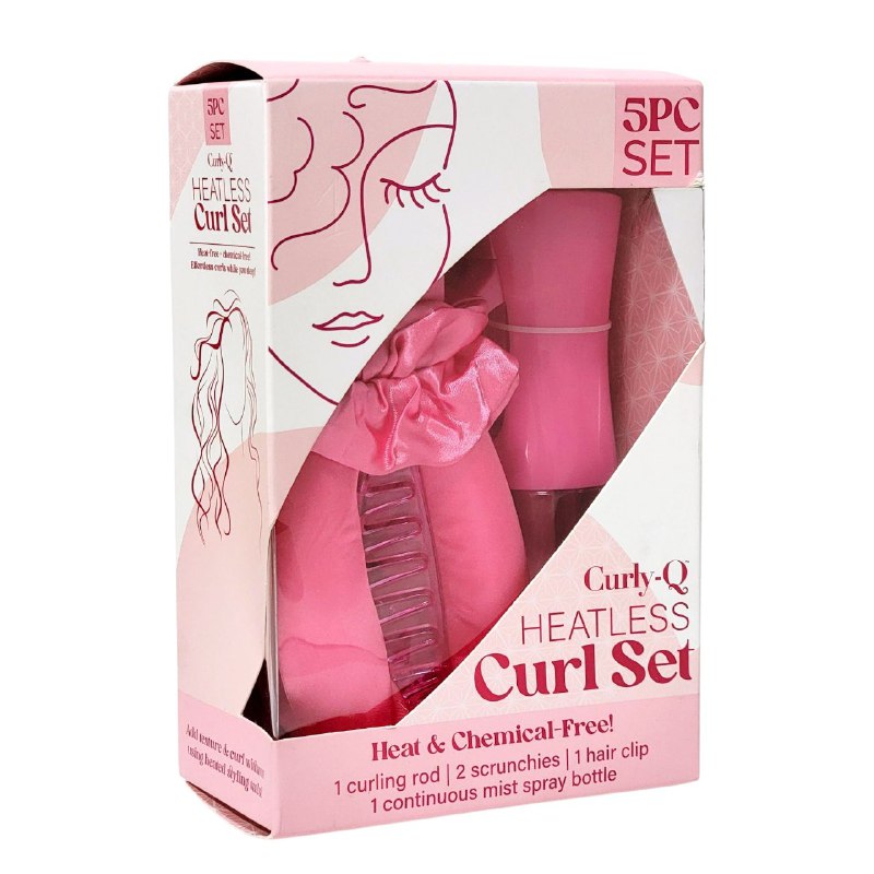 HERRAMIENTAS PARA HACER RIZOS SIN CALOR NI QUIMICOS, 1 RIZADOR, 2 COLETEROS, 1 PINZA DE PELO, 1 BOTELLA VAPOR CONTINUO CURLY Q HEATLESD
