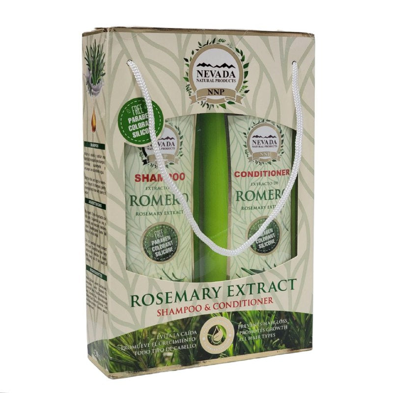 SET DE SHAMPOO Y ACONDICIONADOR DE EXTRACTO DE ROMERO HIDRATANTE CRECEPELO NEVADA 420MLX2