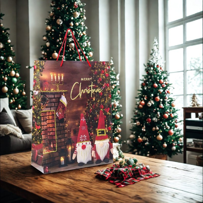 BOLSA DE REGALO NAVIDEÑA MEDIANA 26X32X10CM