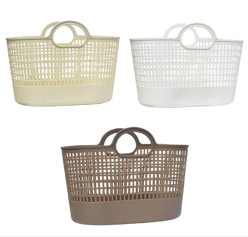 CANASTA ORGANIZADORA, CESTA PORTATIL, TIPO BOLSA DE PVC, PRACTICA, MODERNA Y RESISTENTE IDEAL PARA IR DE COMPRAS, PLAYA O DIA A DIA, 3 COLORES 40X23CM