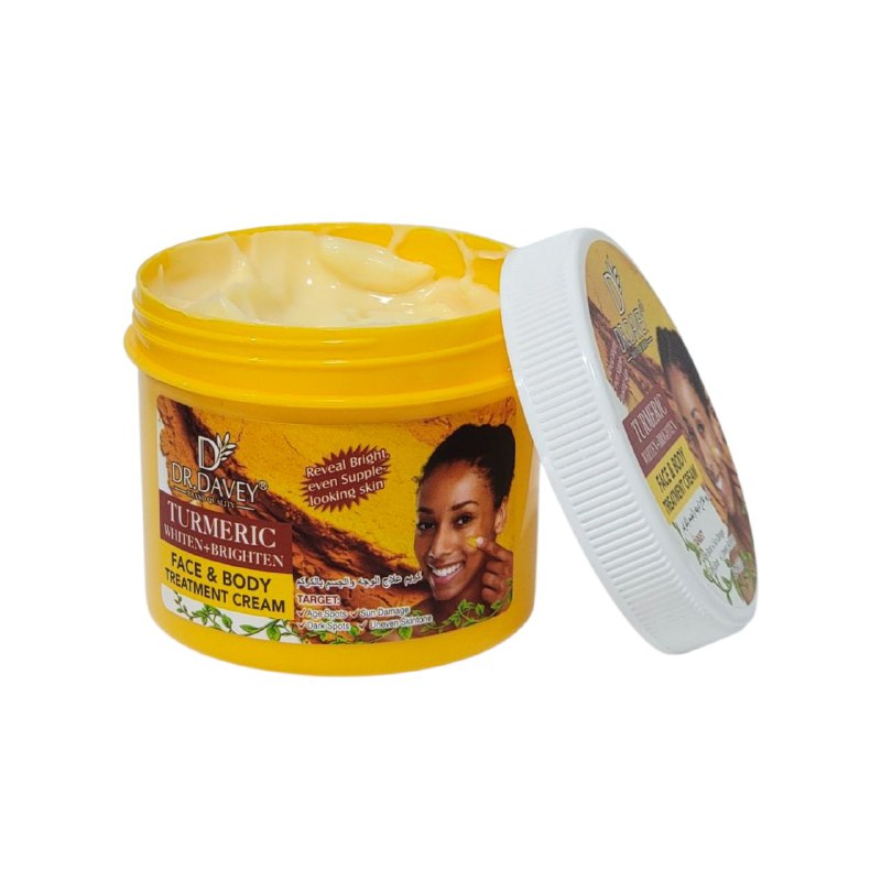 CREMA FACIAL TRATAMIENTO FACIAL Y CORPORAL DE CURCUMA BLANQUEADOR, REPARA LA APARIENCIA DE MANCHAS DE COLOR, ACNE, DEJA LA PIEL BRILLANTE Y SUAVE DR DAVEY BRAND QUALITY 300ML
