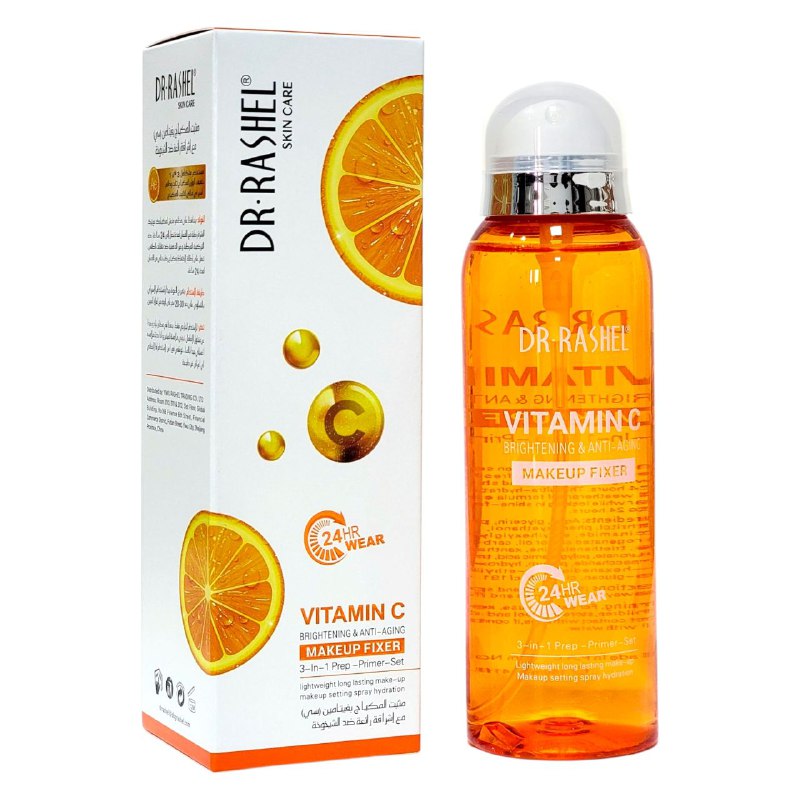 FIJADOR DE MAQUILLAJE 3 EN 1 DE VITAMINA C, FIJADOR, ILUMINADOR Y ANTIEDAD DR RASHEL 160ML