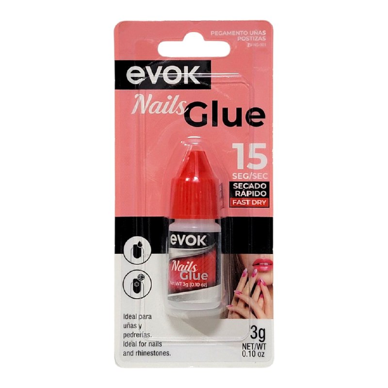 PEGAMENTO PARA UÑAS POSTIZAS DE SECADO RAPIDO EN 15 SEGUNDOS EVOK NAILS GLUYE 3G