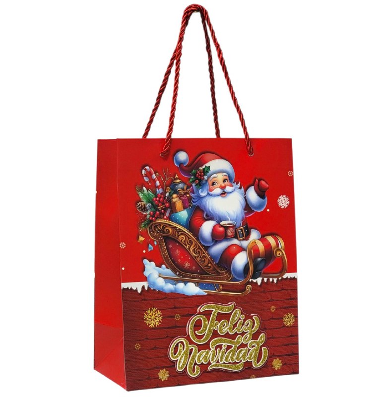 BOLSA DE REGALO NAVIDEÑA PAQUEÑA 18X23X10CM