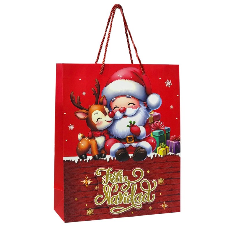 BOLSA DE REGALO NAVIDEÑA MEDIANA 26X32X10CM