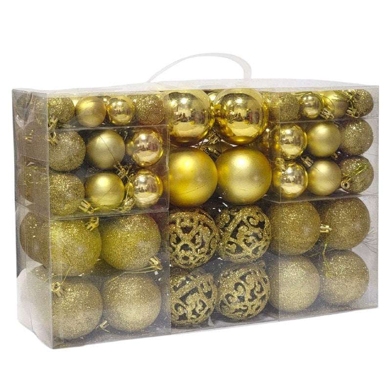 DECORACION ADORNO NAVIDEÑO PAQUETE DE 101 BOLAS DECORATIVAS,3.8X4.8X5.8X7.8 PARA ARBOL DE NAVIDAD,INCLUYE UNA ESTRELLA 19.5X19.5 ELEGANTE