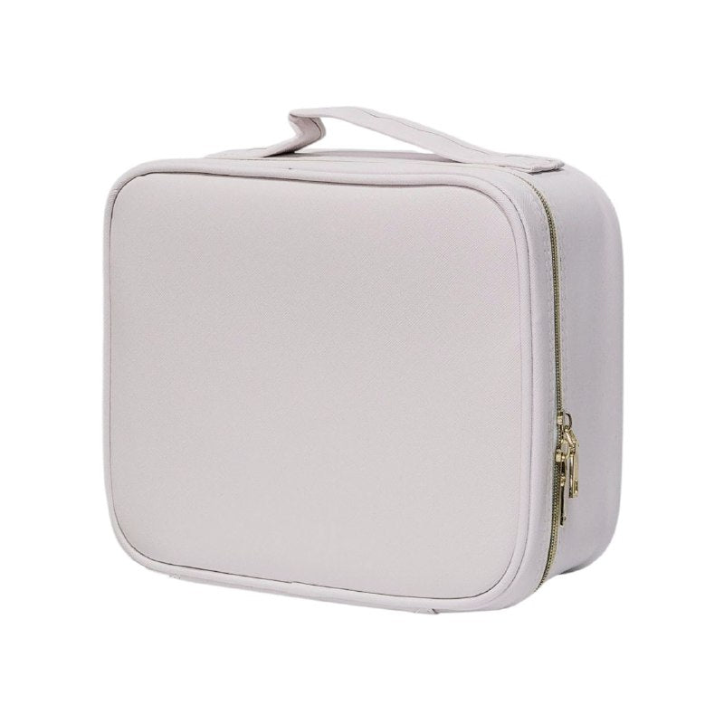 ESTUCHE ORGANIZADOR DE MAQUILLAJE CON ESPEJO LED 3 MODOS DE ILUMINACION, RESISTENTE AL POLVO Y AGUA, CORREA AJUSTABLE, 3 COLORES ACCESOIRES BEAUTE