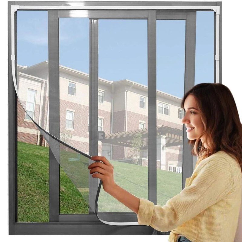 Cortina Mosquitera Magnética 48x50 Cm - Cierre Automático, Malla Poliéster, Blanca, Para Puertas Y Ventanas