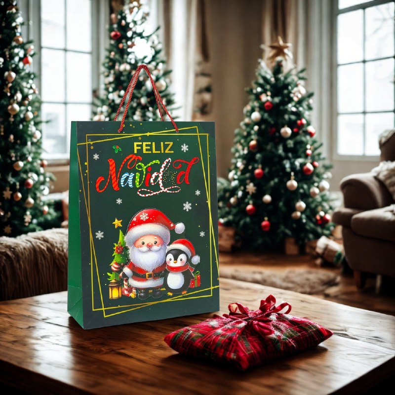 BOLSA DE REGALO NAVIDEÑA MEDIANA 26X32X10CM