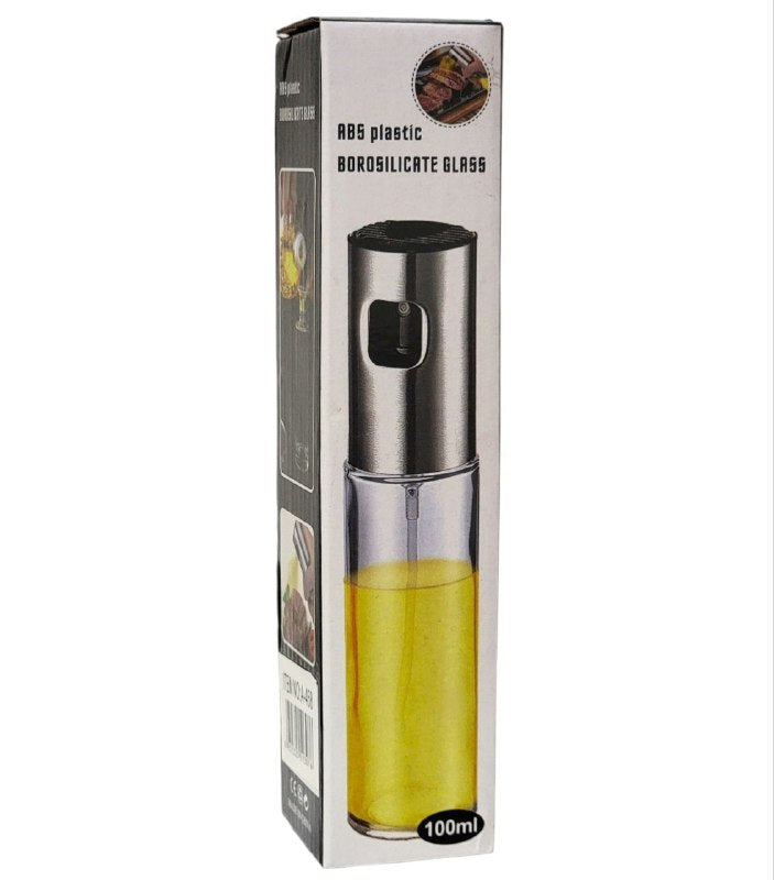 BOTELLA DISPENSADORA DE ACEITE O VINAGRE EN SPRAY DE CRISTAL Y ACERO INOXIDABLE 100ML